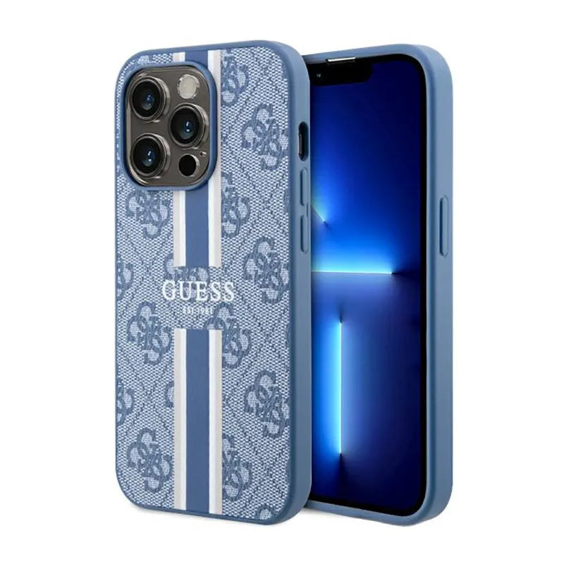 Guess 4G Printed Stripes MagSafe - Dėklas, skirtas iPhone 14 Pro (mėlynas)