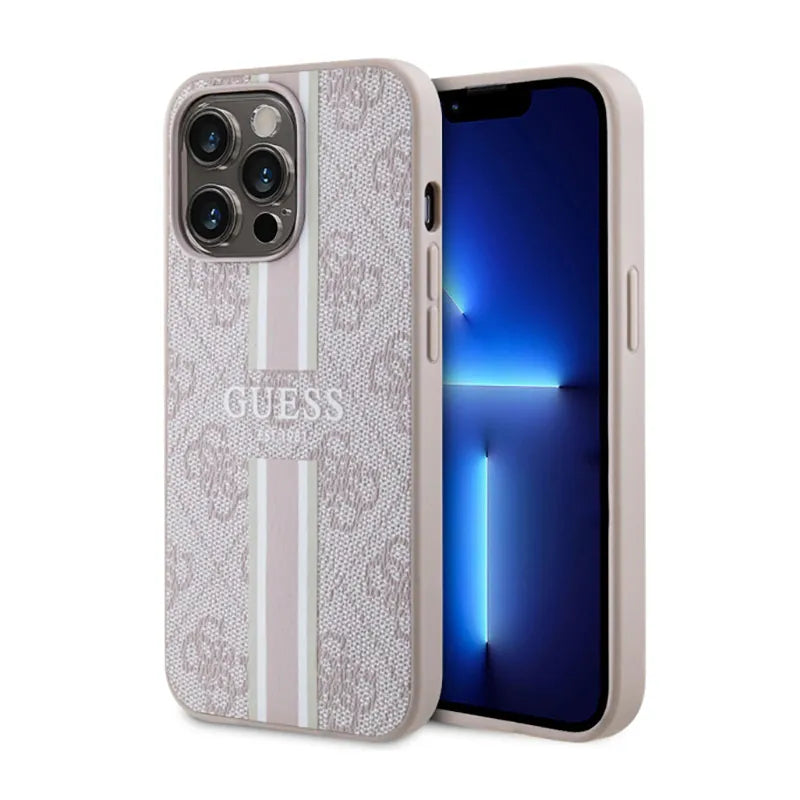 Guess 4G Printed Stripes MagSafe - "iPhone 13 Pro" dėklas (rožinis)