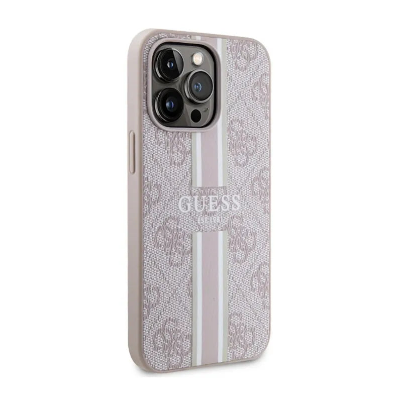 Guess 4G Printed Stripes MagSafe - "iPhone 13 Pro" dėklas (rožinis)