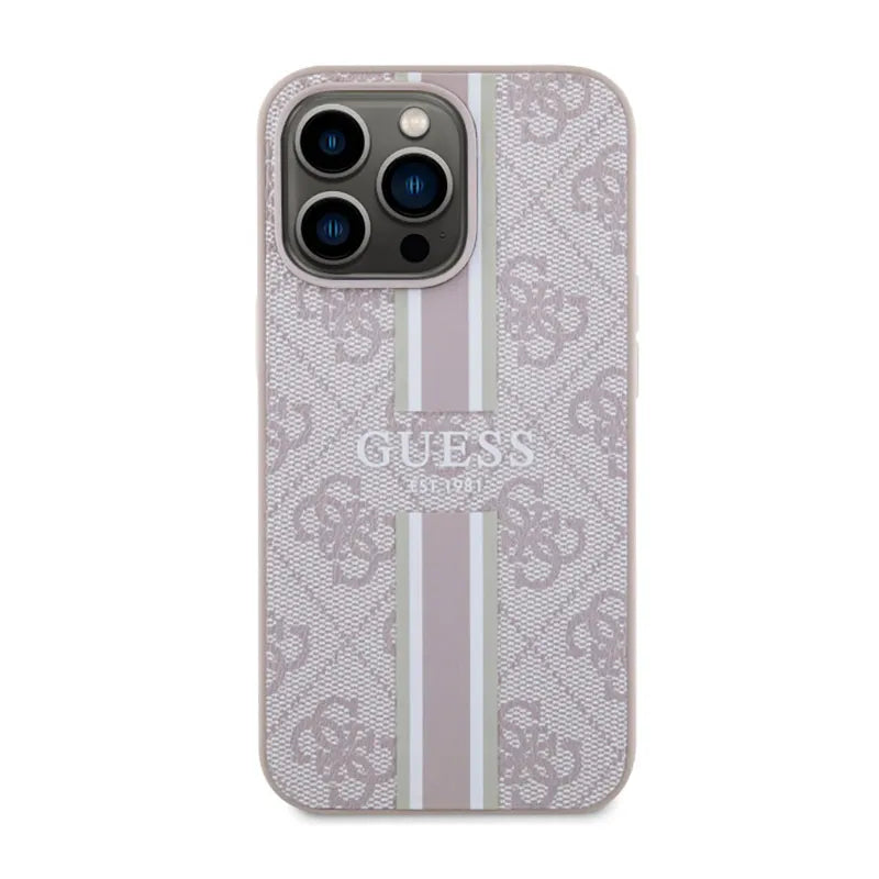 Guess 4G Printed Stripes MagSafe - "iPhone 13 Pro" dėklas (rožinis)