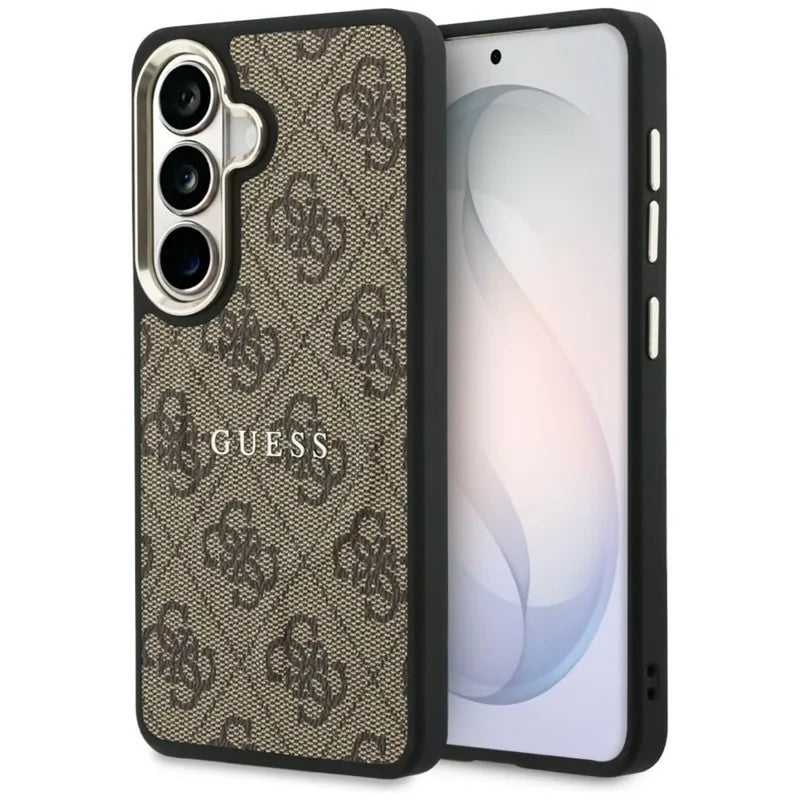 Guess 4G reljefinis prsten MagSafe - Samsung Galaxy S26+ dėklas (rudos spalvos)