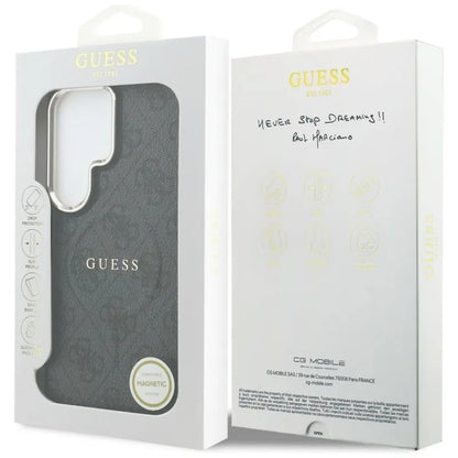 Guess 4G Reljefinis Žiedas MagSafe - Dėklas Samsung Galaxy S26 Ultra (Juodas)