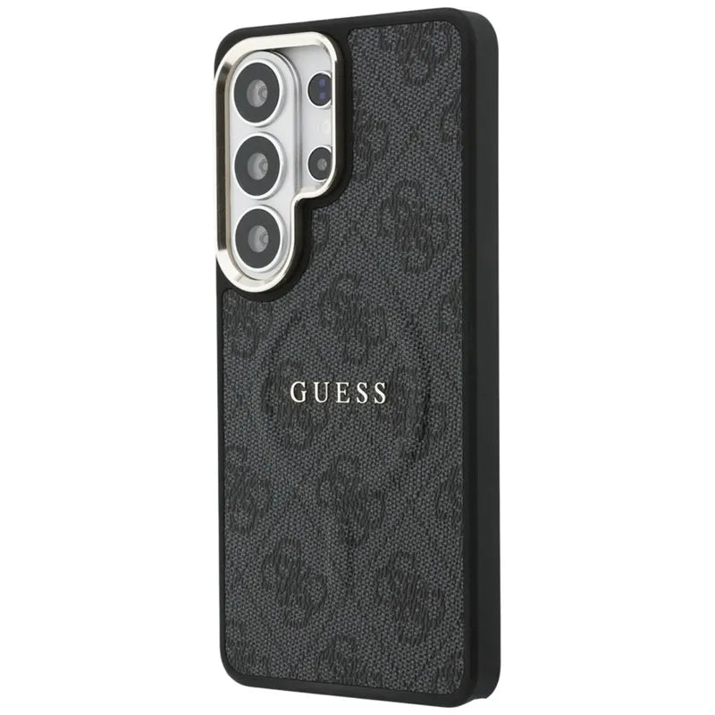Guess 4G Reljefinis Žiedas MagSafe - Dėklas Samsung Galaxy S26 Ultra (Juodas)