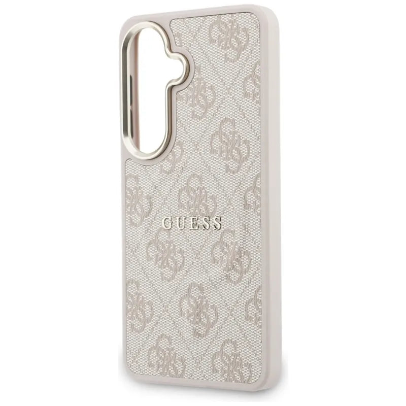Guess 4G Reljefinis Žiedas MagSafe - Samsung Galaxy S26 dėklas (Rožinė)