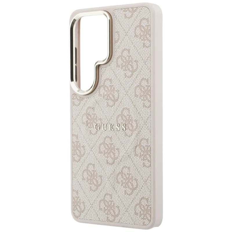 Guess 4G Reljefinis Žiedas MagSafe - Samsung Galaxy S26 Ultra Dėklas (Rožinė)
