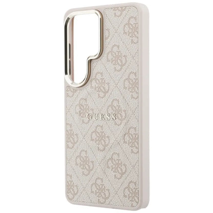 Guess 4G Reljefinis Žiedas MagSafe - Samsung Galaxy S26 Ultra Dėklas (Rožinė)