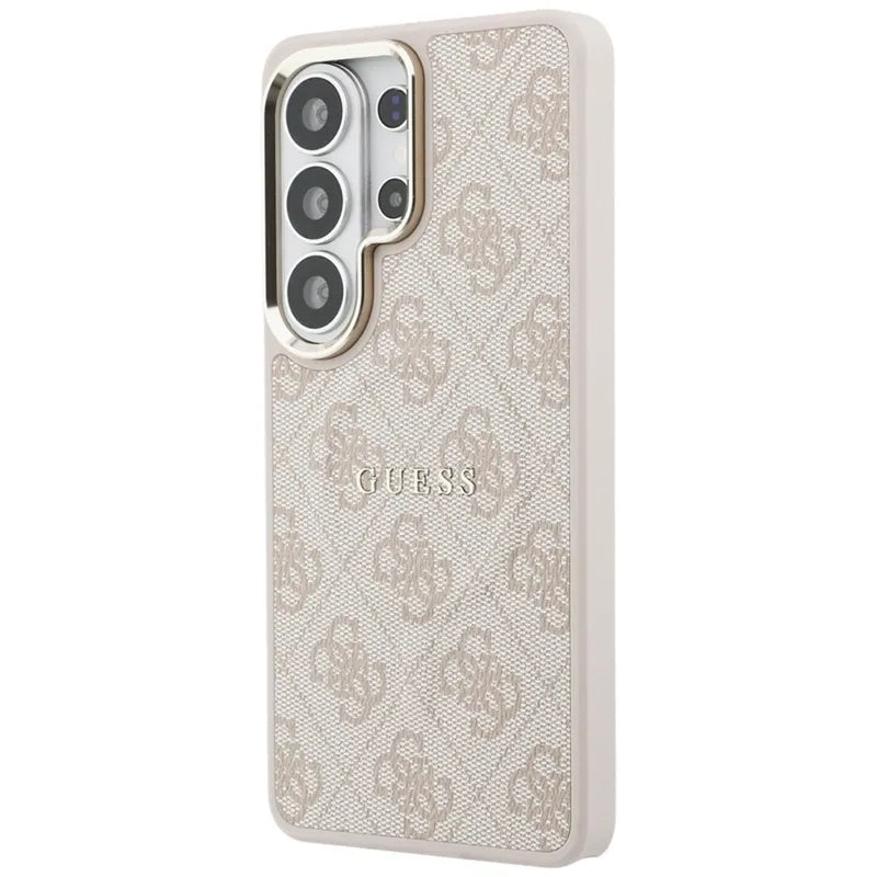 Guess 4G Reljefinis Žiedas MagSafe - Samsung Galaxy S26 Ultra Dėklas (Rožinė)
