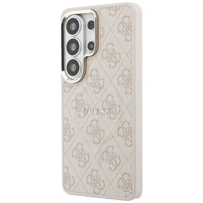 Guess 4G Reljefinis Žiedas MagSafe - Samsung Galaxy S26 Ultra Dėklas (Rožinė)