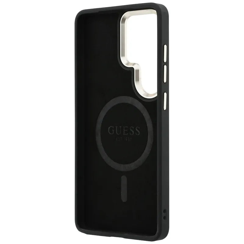 Guess 4G Reljefinis Žiedas MagSafe - Samsung Galaxy S26 Ultra Dėklas (Rožinė)