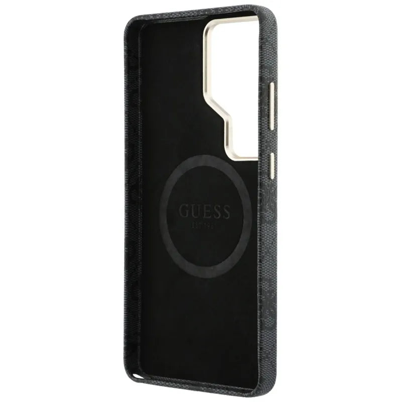 Guess 4G Rhinestone Round Logo MagSafe dėklas - Samsung Galaxy S26 Ultra (Juodas)