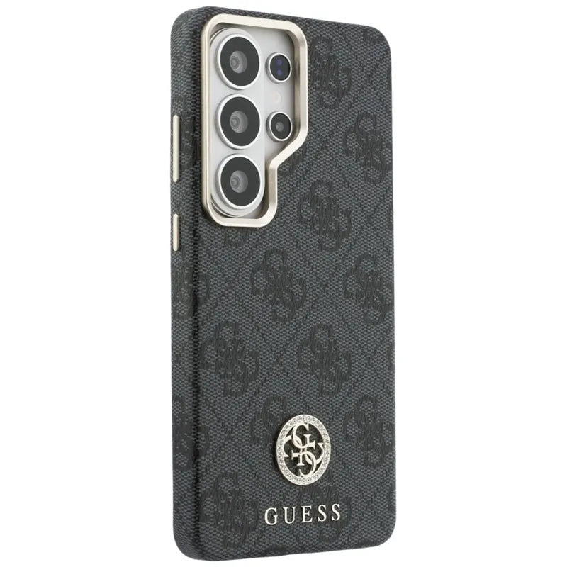 Guess 4G Rhinestone Round Logo MagSafe dėklas - Samsung Galaxy S26 Ultra (Juodas)