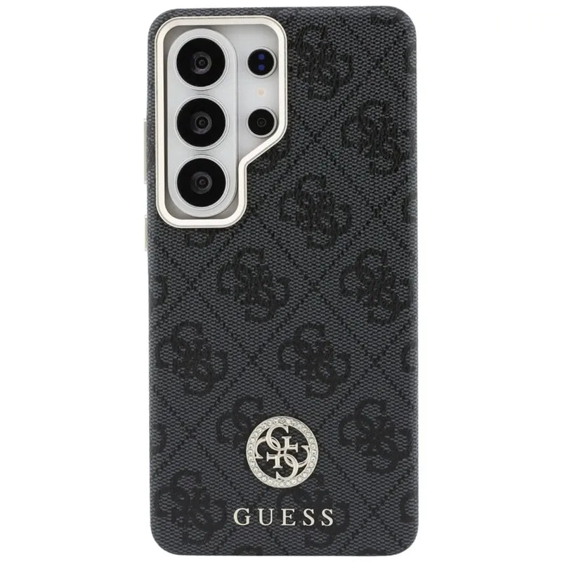 Guess 4G Rhinestone Round Logo MagSafe dėklas - Samsung Galaxy S26 Ultra (Juodas)