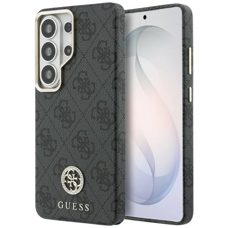 Guess 4G Rhinestone Round Logo MagSafe dėklas - Samsung Galaxy S26 Ultra (Juodas)
