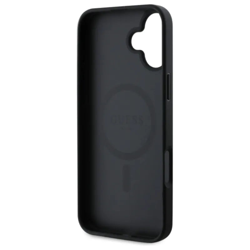 Guess 4G Ring Classic Logo MagSafe - dėklas iPhone 16 (juodas)