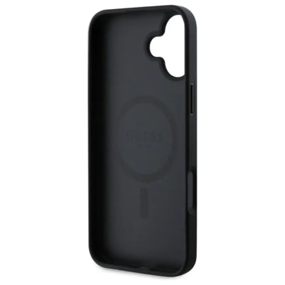 Guess 4G Ring Classic Logo MagSafe - dėklas iPhone 16 (juodas)
