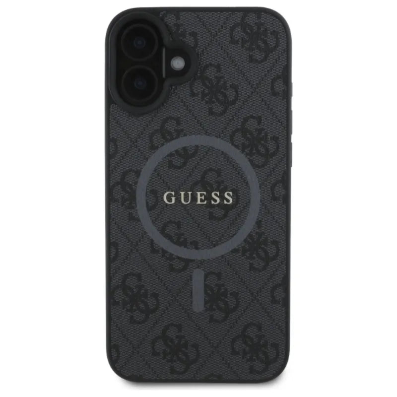 Guess 4G Ring Classic Logo MagSafe - dėklas iPhone 16 (juodas)