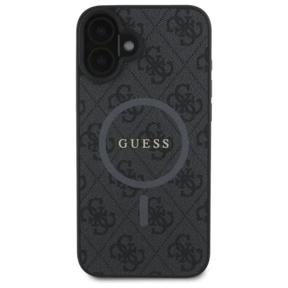 Guess 4G Ring Classic Logo MagSafe - dėklas iPhone 16 (juodas)