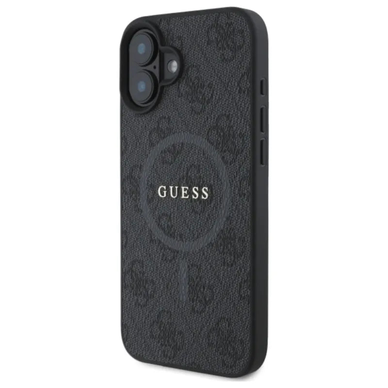 Guess 4G Ring Classic Logo MagSafe - dėklas iPhone 16 (juodas)