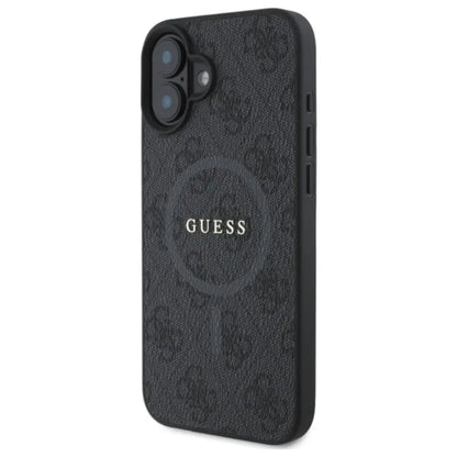Guess 4G Ring Classic Logo MagSafe - dėklas iPhone 16 (juodas)