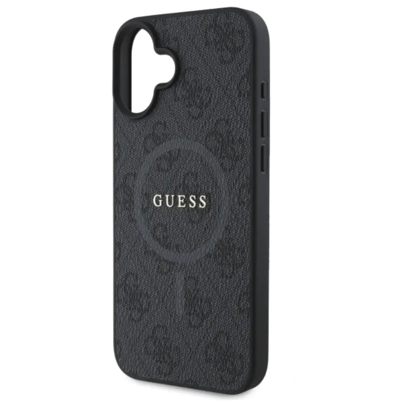 Guess 4G Ring Classic Logo MagSafe - dėklas iPhone 16 (juodas)