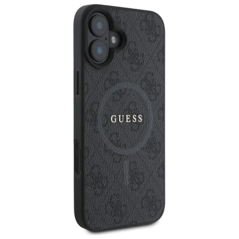 Guess 4G Ring Classic Logo MagSafe - dėklas iPhone 16 (juodas)