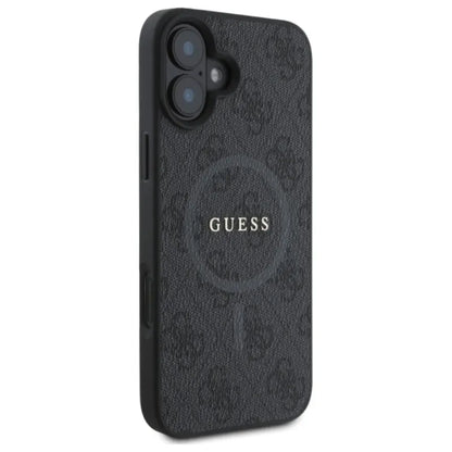 Guess 4G Ring Classic Logo MagSafe - dėklas iPhone 16 (juodas)