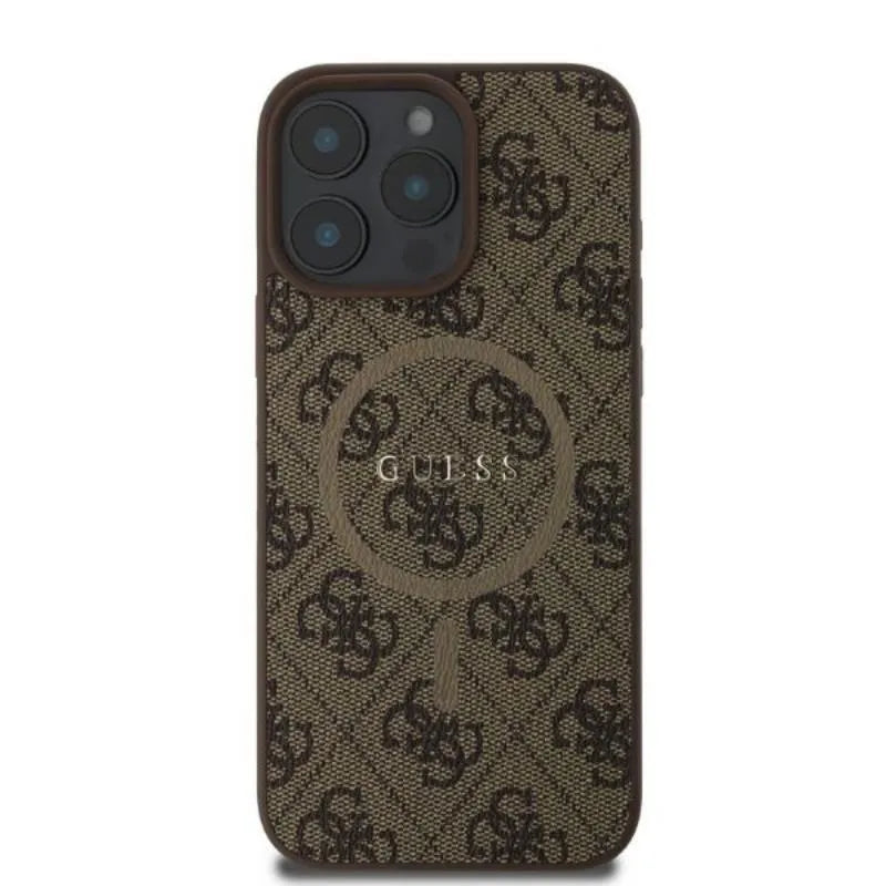 Guess 4G Ring Classic Logo MagSafe - Dėklas iPhone 16 Pro Max (rudas)