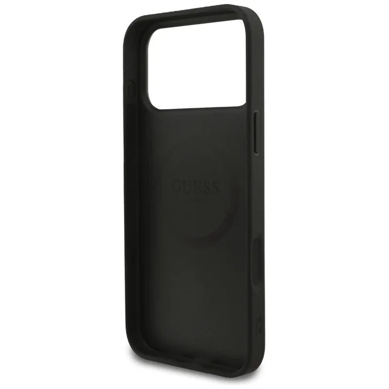 Guess 4G Ring Classic Logo MagSafe - Dėklas iPhone 17 Pro Max (juodas)