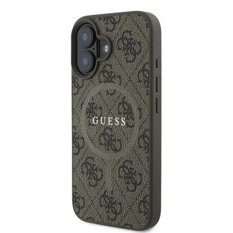 Guess 4G Ring Classic Logo MagSafe - dėklas, skirtas iPhone 16 Plus (rudas)