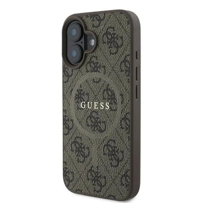 Guess 4G Ring Classic Logo MagSafe - dėklas, skirtas iPhone 16 Plus (rudas)