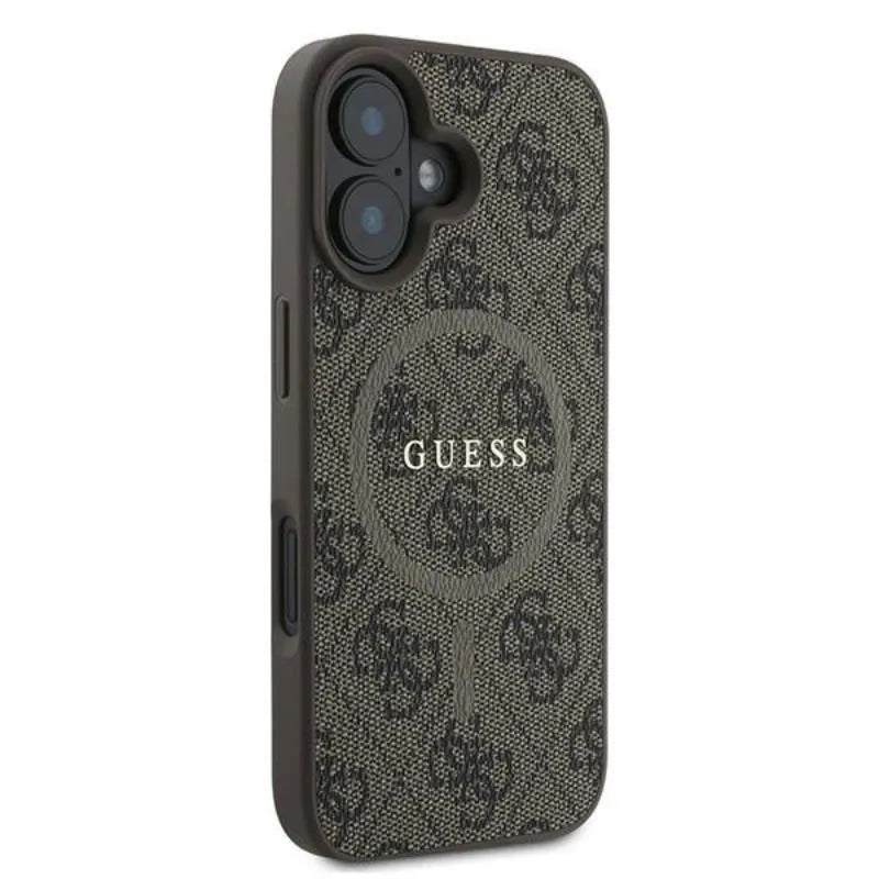 Guess 4G Ring Classic Logo MagSafe - dėklas, skirtas iPhone 16 Plus (rudas)