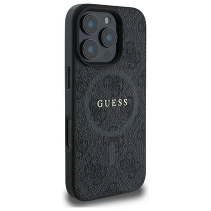 Guess 4G Ring Classic Logo MagSafe – dėklas, skirtas iPhone 16 Pro Max (juodas)