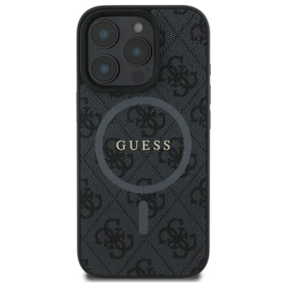 Guess 4G Ring Classic Logo MagSafe – dėklas, skirtas iPhone 16 Pro Max (juodas)