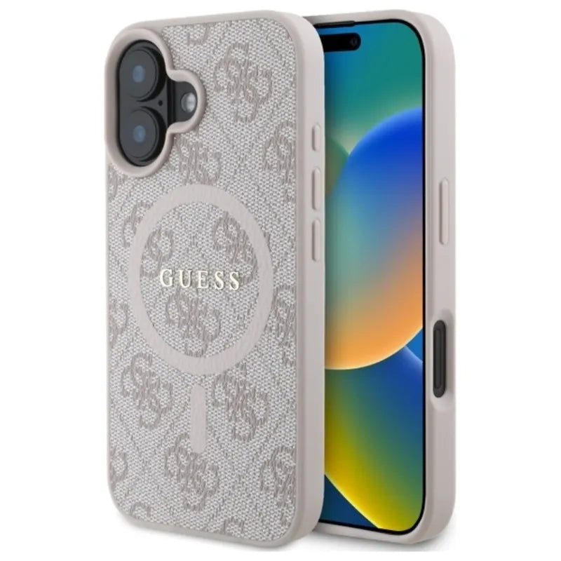 Guess 4G Ring Classic Logo MagSafe - "iPhone 16" dėklas (rožinis)
