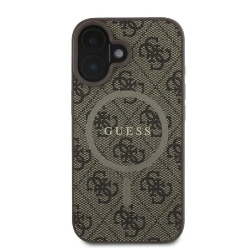 Guess 4G Ring Classic Logo MagSafe - iPhone 16 dėklas (rudas)