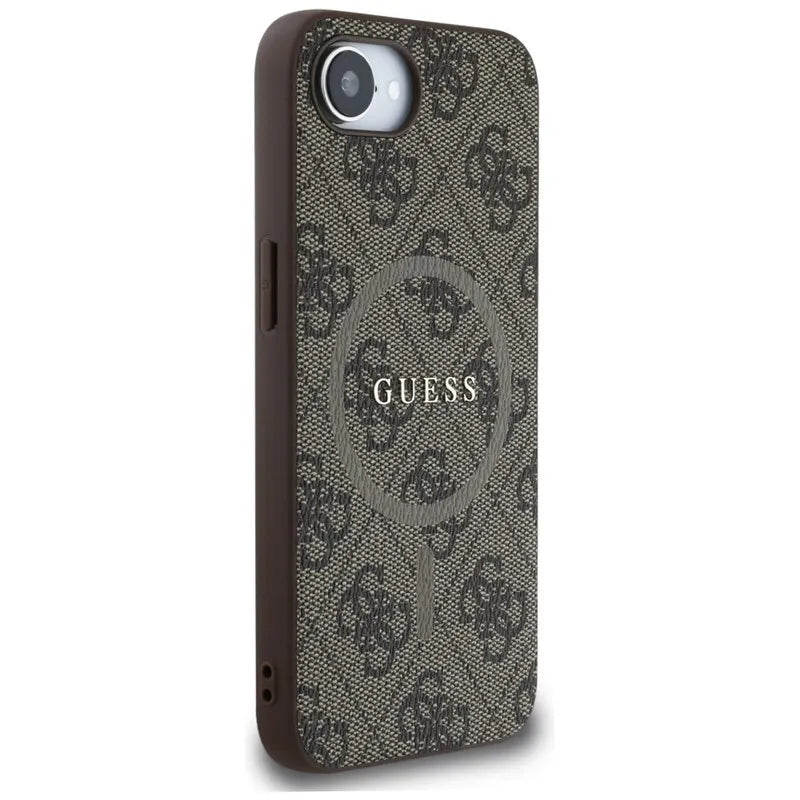 Guess 4G Ring Classic Logo MagSafe – „iPhone 16e“ dėklas (rudas)