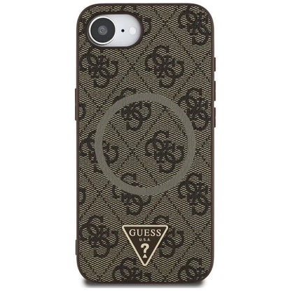 Guess 4G Ring Triangle Logo MagSafe – „iPhone 16e“ dėklas (rudas)