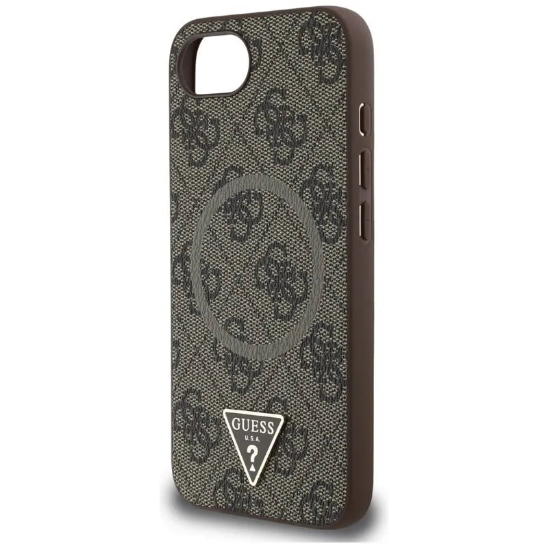 Guess 4G Ring Triangle Logo MagSafe – „iPhone 16e“ dėklas (rudas)