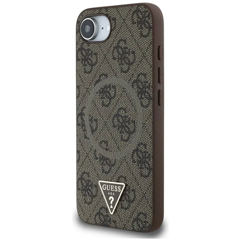 Guess 4G Ring Triangle Logo MagSafe – „iPhone 16e“ dėklas (rudas)