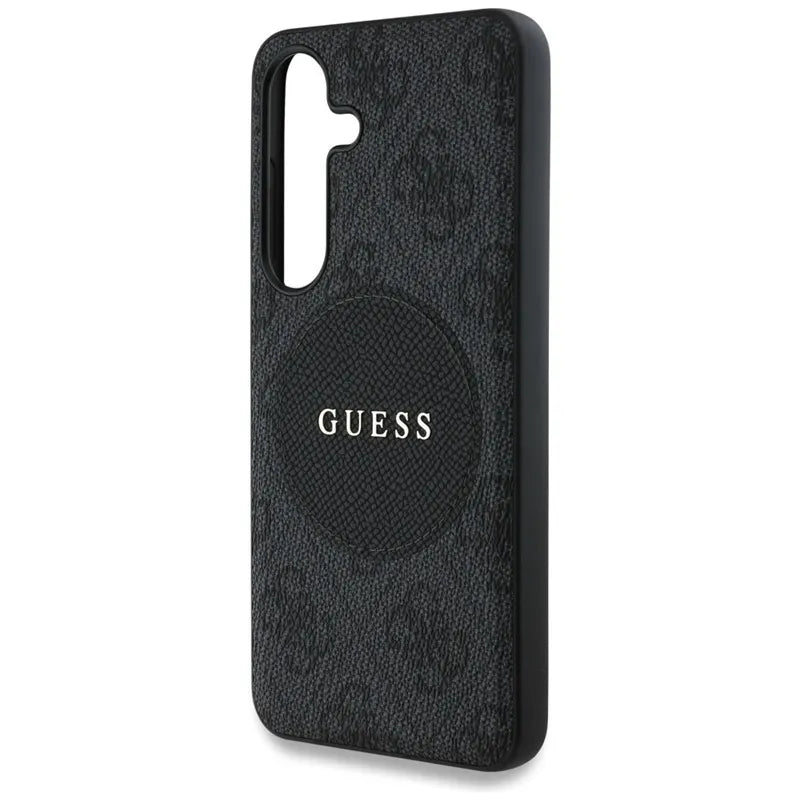 Guess 4G Round Patch Classic Logo MagSafe - Dėklas, skirtas Samsung Galaxy S25 (juodas)