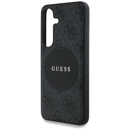 Guess 4G Round Patch Classic Logo MagSafe - Dėklas, skirtas Samsung Galaxy S25 (juodas)