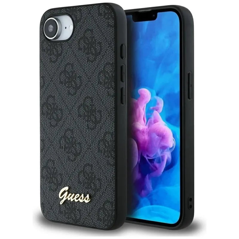 Guess 4G Script Logo MagSafe – dėklas iPhone 16e (juodas)