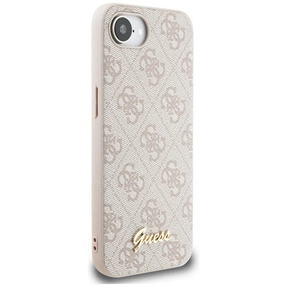 Guess 4G Script Logo MagSafe dėklas, skirtas iPhone 16e (rožinis)