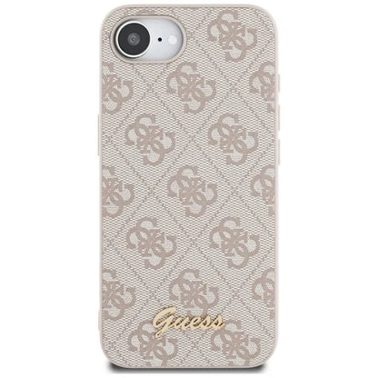 Guess 4G Script Logo MagSafe dėklas, skirtas iPhone 16e (rožinis)