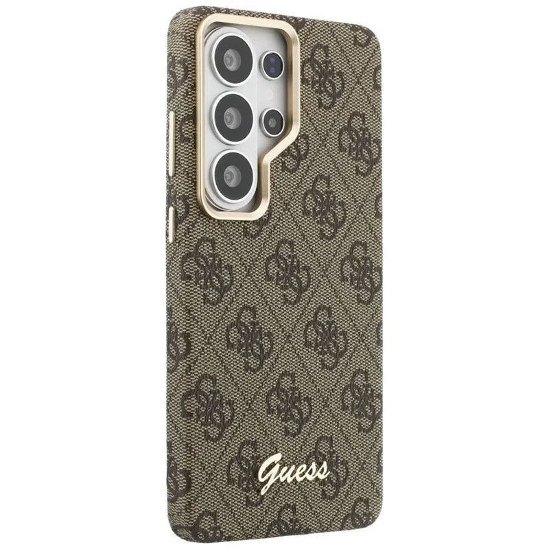 Guess 4G Script MagSafe dėklas – Samsung Galaxy S26 Ultra (rudos spalvos)