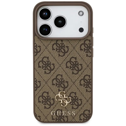 Guess 4G Small 4G ir Classic MagSafe dėklas iPhone 17 Pro (rudos spalvos)