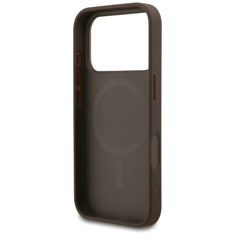 Guess 4G Small 4G ir Classic MagSafe dėklas iPhone 17 Pro (rudos spalvos)