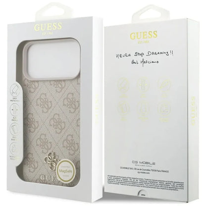 Guess 4G Small 4G ir Klasikinis MagSafe dėklas iPhone 17 Pro Max (rožinis)