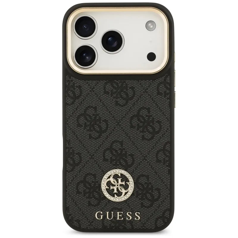 Guess 4G Strass Logo MagSafe dėklas iPhone 17 Pro (juodas)