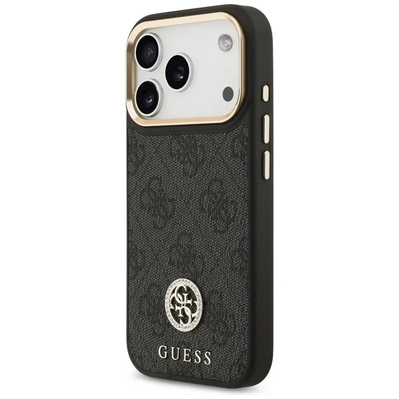Guess 4G Strass Logo MagSafe dėklas iPhone 17 Pro (juodas)